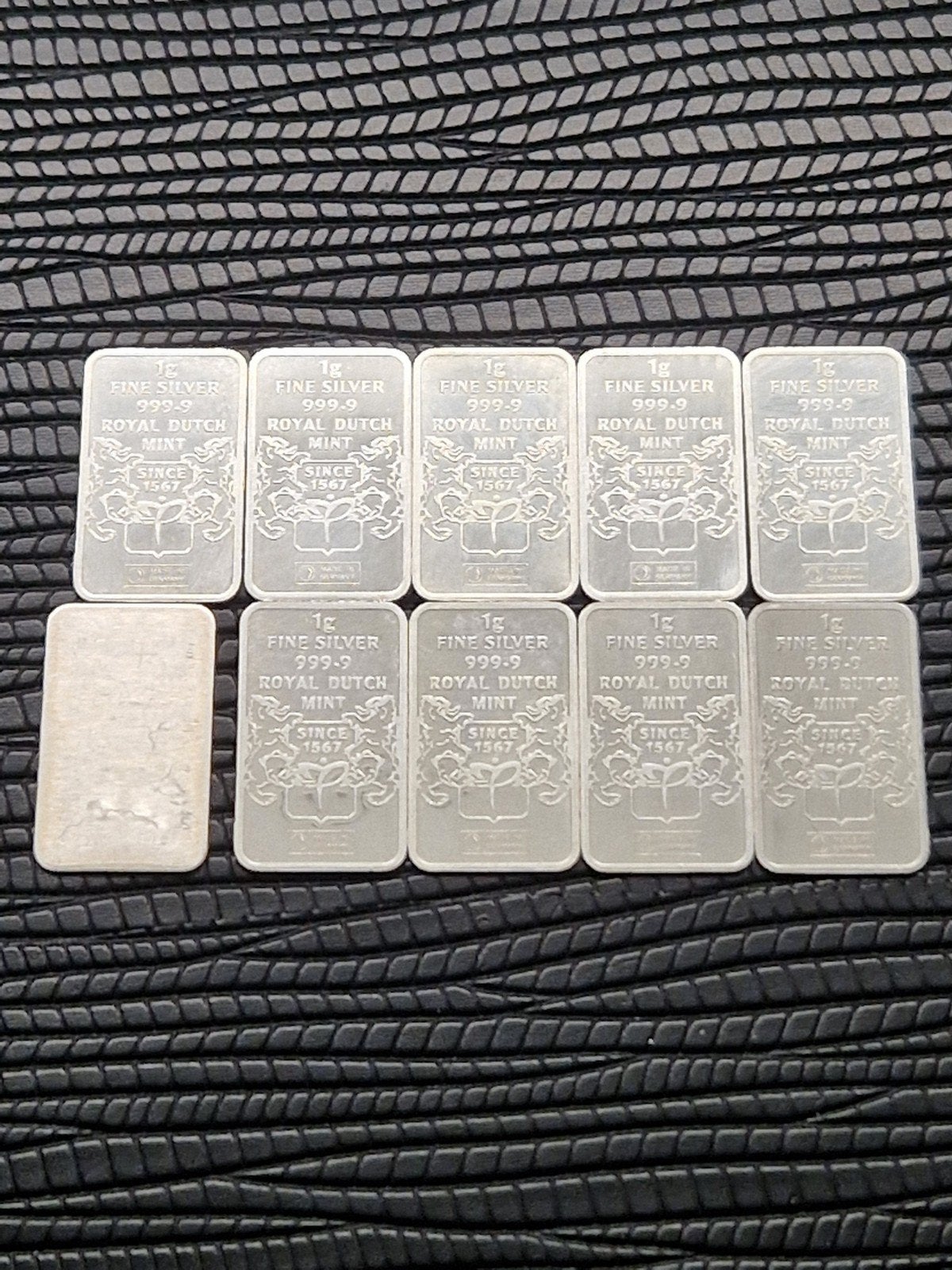 10x 1g Heimerle Meule Royal Dutch Mint Zilveren Baar 999.9, Ophalen of Verzenden, Zilver