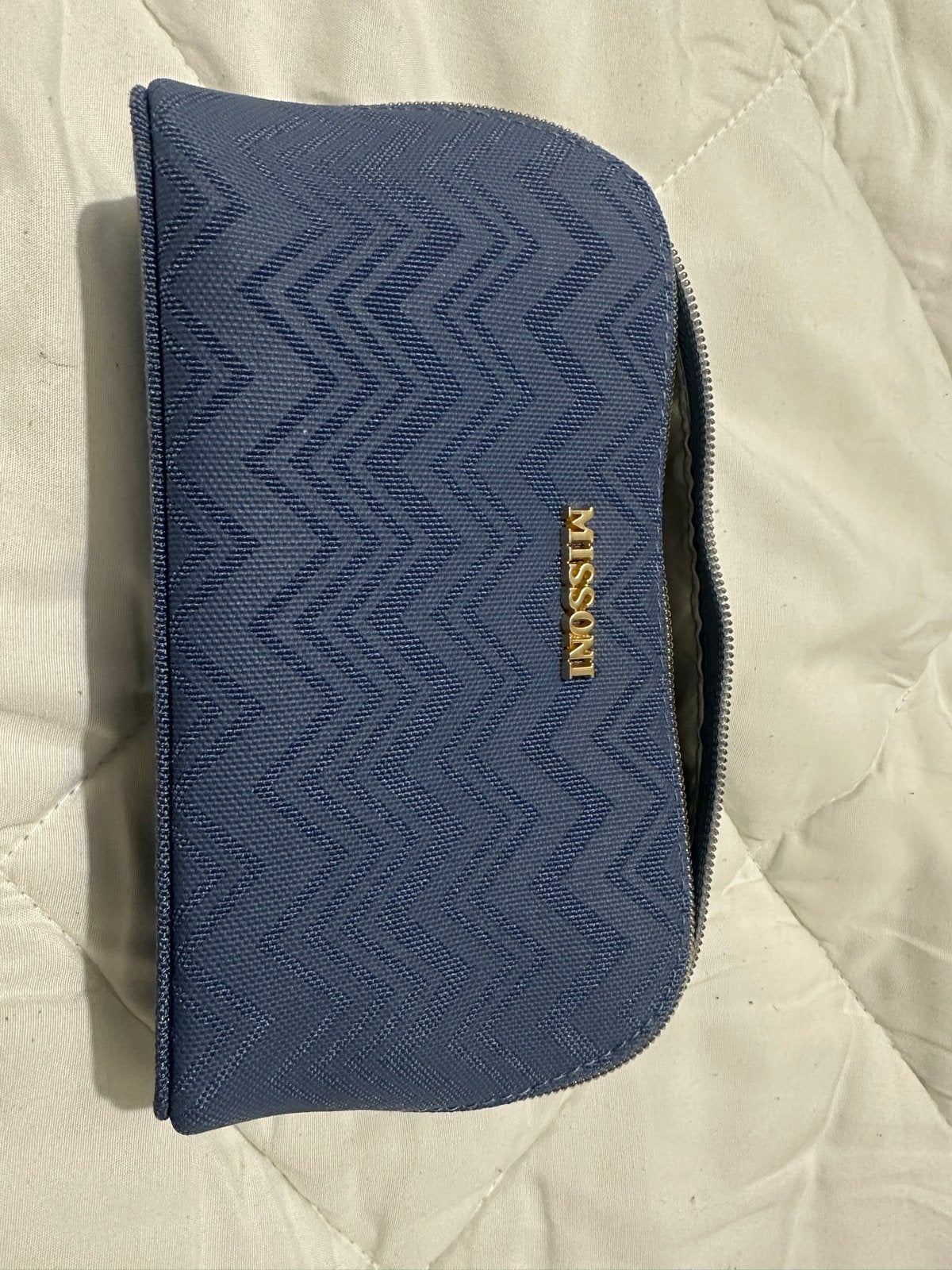 Nieuwe Missoni make-up/reistas - Blauw zigzag patroon, Ophalen, Nieuw, Blauw, Dame