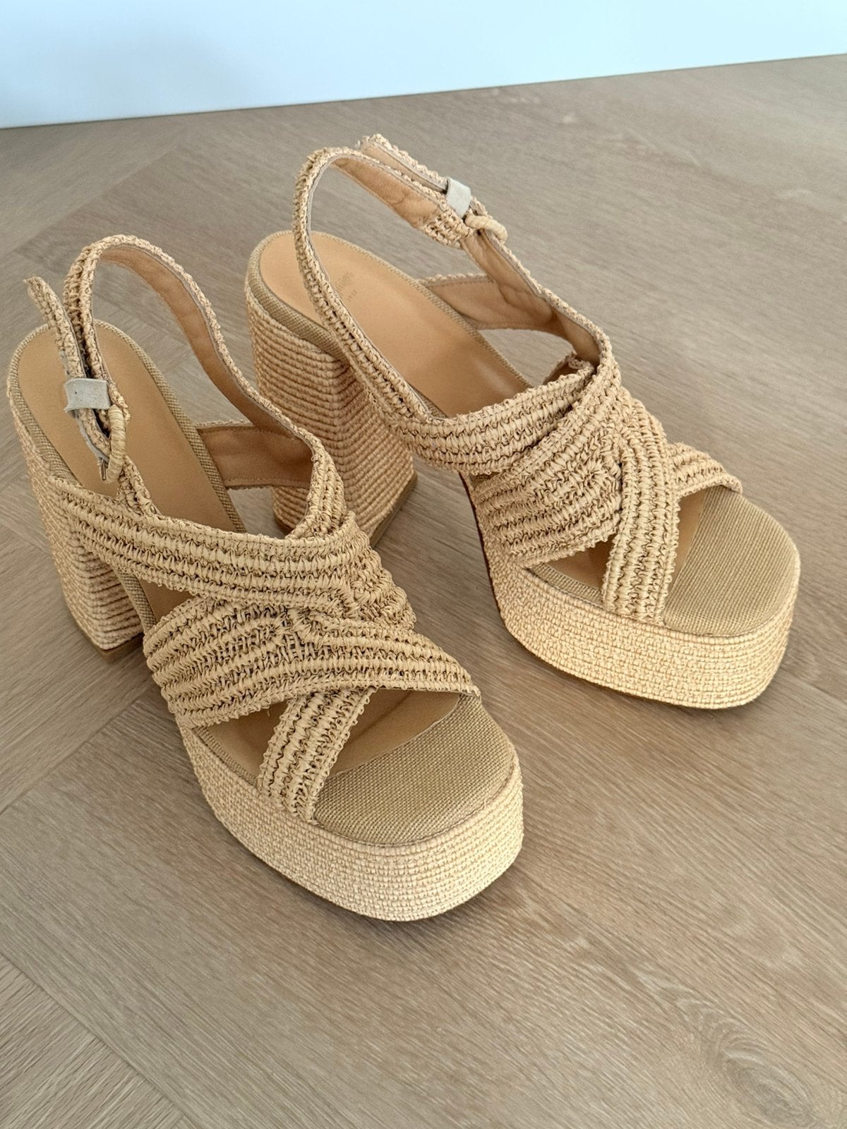 Castañer Fulvia sandalen raffia & kalfsleer beige, Beige, Nieuw, Castaner, Sandalen of Muiltjes