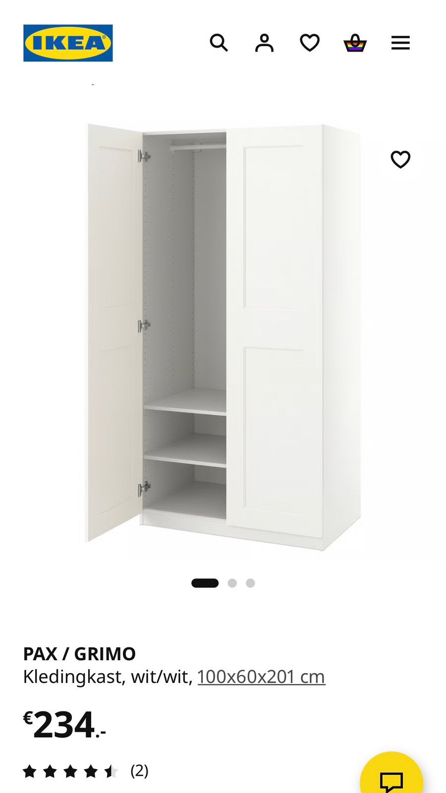 Ikea Pax Grimo Capelle a/d IJssel, Huis en Inrichting, Kasten | Kledingkasten, 200 cm of meer, 150 tot 200 cm, Nieuw, Overige houtsoorten