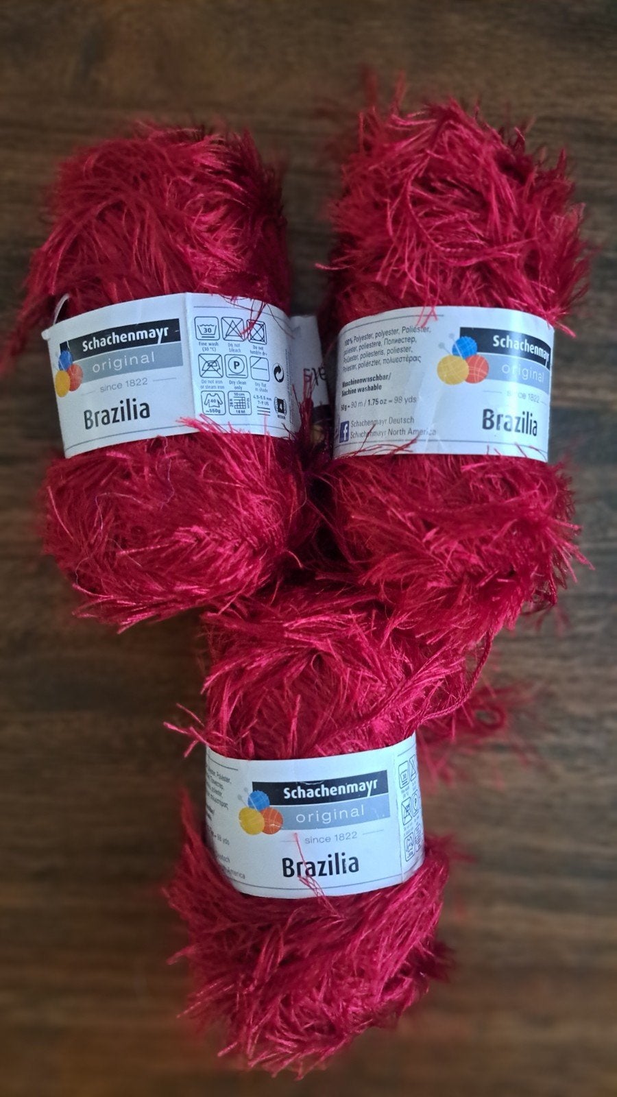 3 bollen Schachenmayr Brazilia rood garen, Hobby en Vrije tijd, Breien en Haken, Ophalen of Verzenden, Nieuw, Breien of Haken