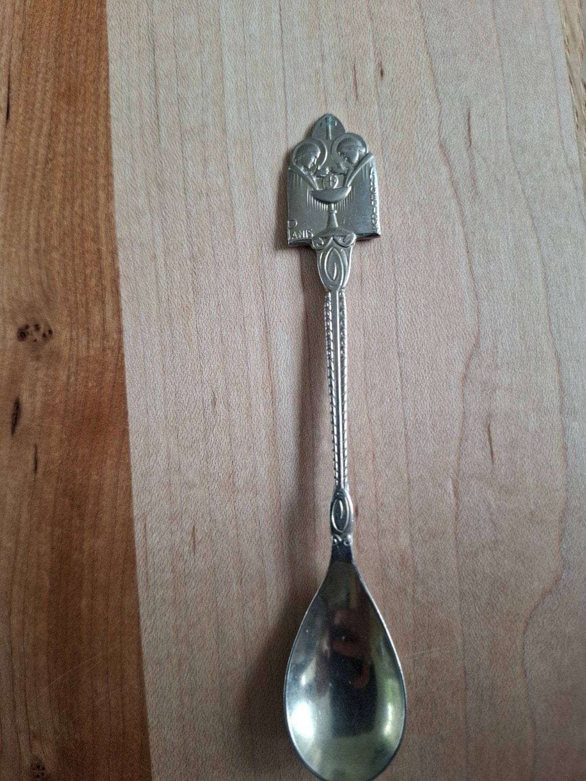 Vintage verzamellepel met religieus motief, Antiek en Kunst, Antiek | Religie, Ophalen of Verzenden