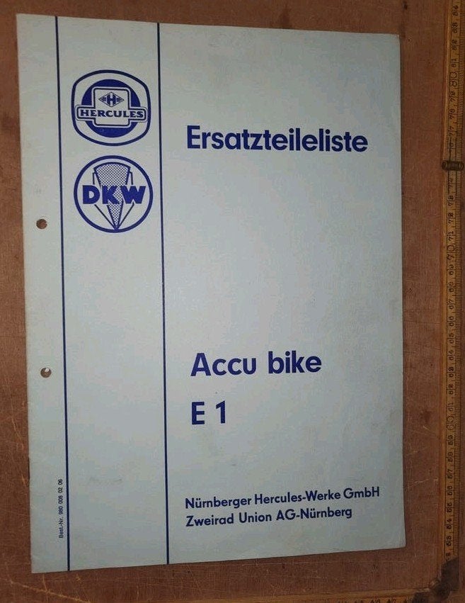 Onderdelen catalogus Hercules DKW Accu Bike E1, Ophalen of Verzenden, Gebruikt