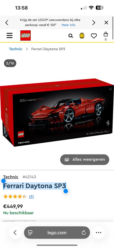 LEGO Technic 42143 Ferrari Daytona SP3 - Nieuw in doos, Kinderen en Baby's, Speelgoed | Bouwstenen, Ophalen of Verzenden, Nieuw
