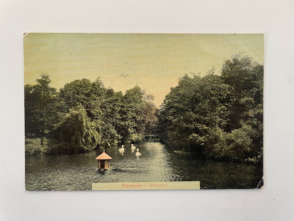 D773 Oude ansichtkaart Deventer : Plantsoen, Verzamelen, Ophalen of Verzenden, Voor 1920, Gelopen, Overijssel