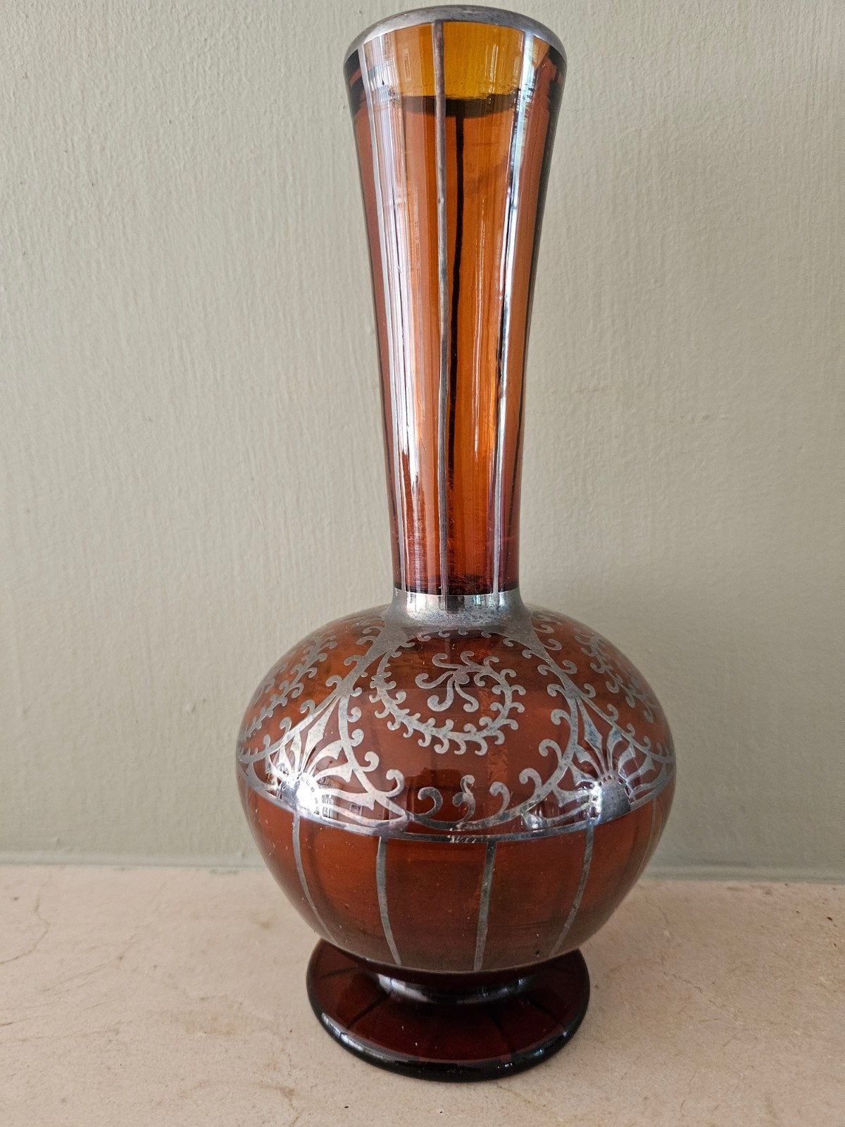 antieke amber vaas met zilveren overlay, Antiek en Kunst, Ophalen of Verzenden