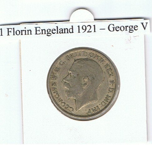 1 Florin ENGELAND 1921 GEORGE V 50% ZILVER, Ophalen of Verzenden, Overige landen, Zilver