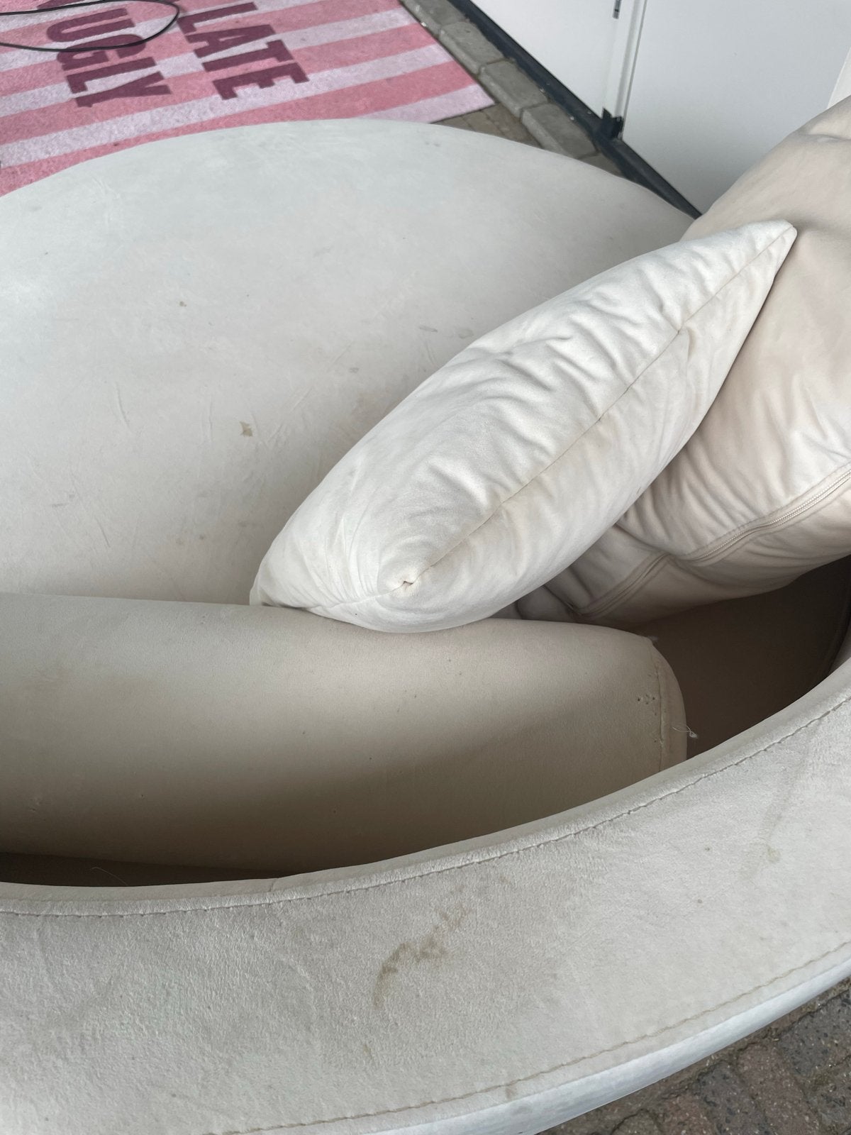 Ronde Loveseat met Kussens - 128cm breed, Ophalen, Gebruikt, 100 tot 125 cm, Tweepersoons