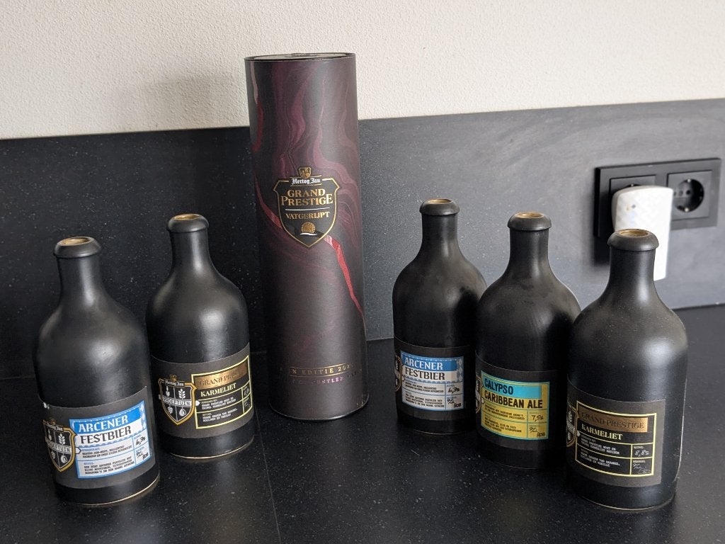 Hertog Jan speciaal bier kruikjes, Ophalen of Verzenden, Gebruikt, Flesje(s), Hertog Jan