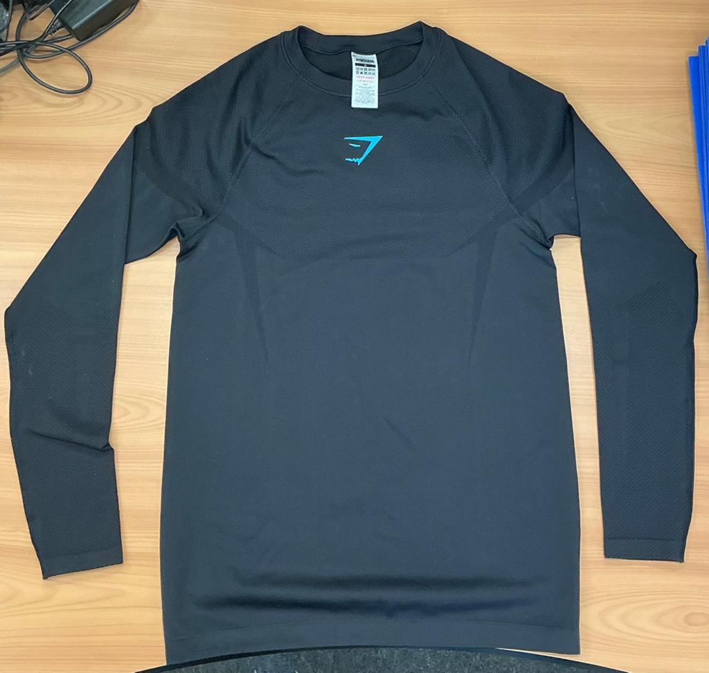 Gymshark onyx longsleeve  Maat M Zwart, Fitness, Maat 48/50 (M), Zwart, Nieuw