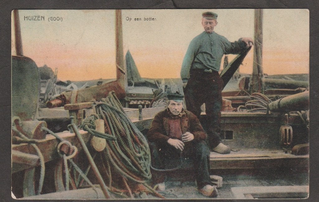 huizen botter met mannen, Verzenden, Voor 1920, Gelopen, Noord-Holland