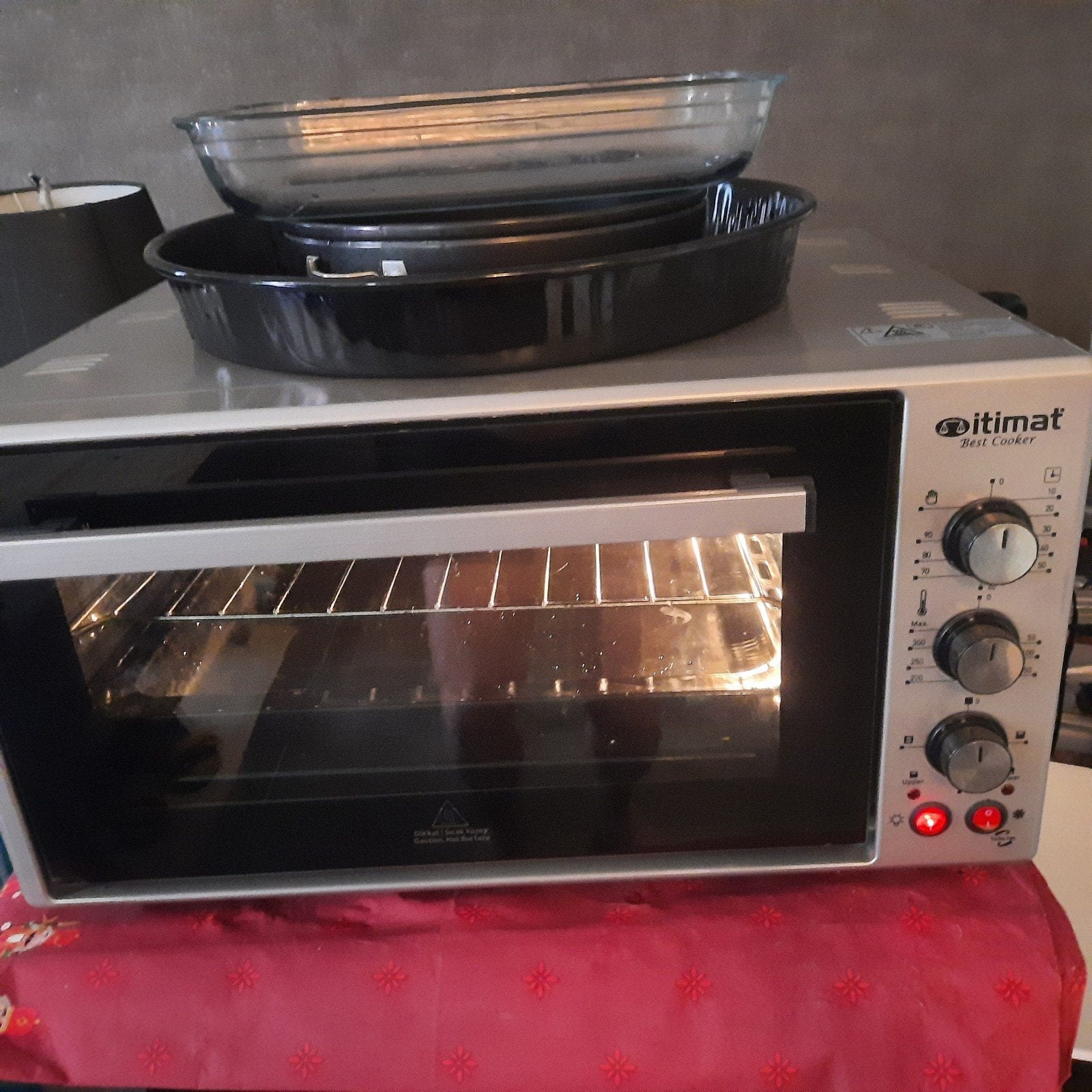 Itimat 60L Oven met ventilator, timer en dubbel glas, Witgoed en Apparatuur, Ovens, Ophalen, Minder dan 45 cm