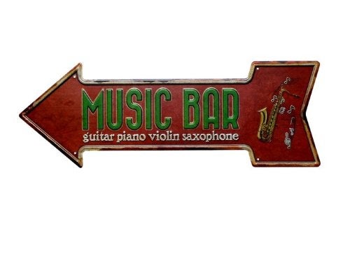Music Bar Pijl Metalen Bord Plaat Vintage Muziek Bar Pub, Verzenden, Nieuw, Wandbord of Wandpaneel