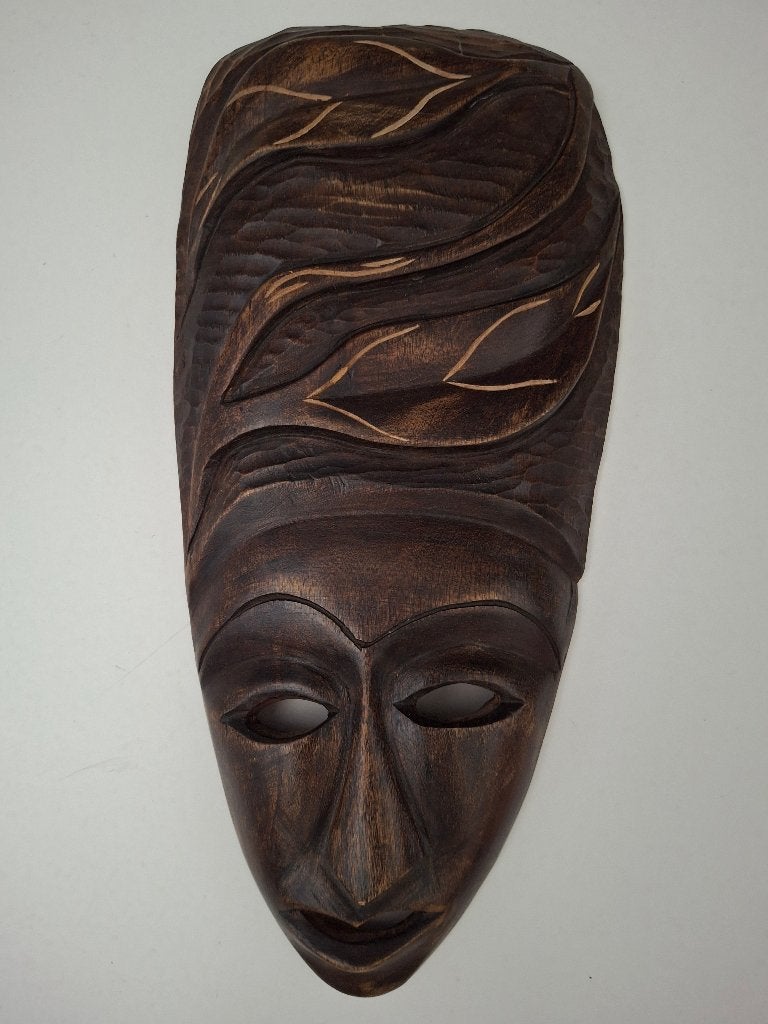 Houtsnijwerk hoofd/masker, Hout, Op te hangen, Bruin, Ophalen of Verzenden