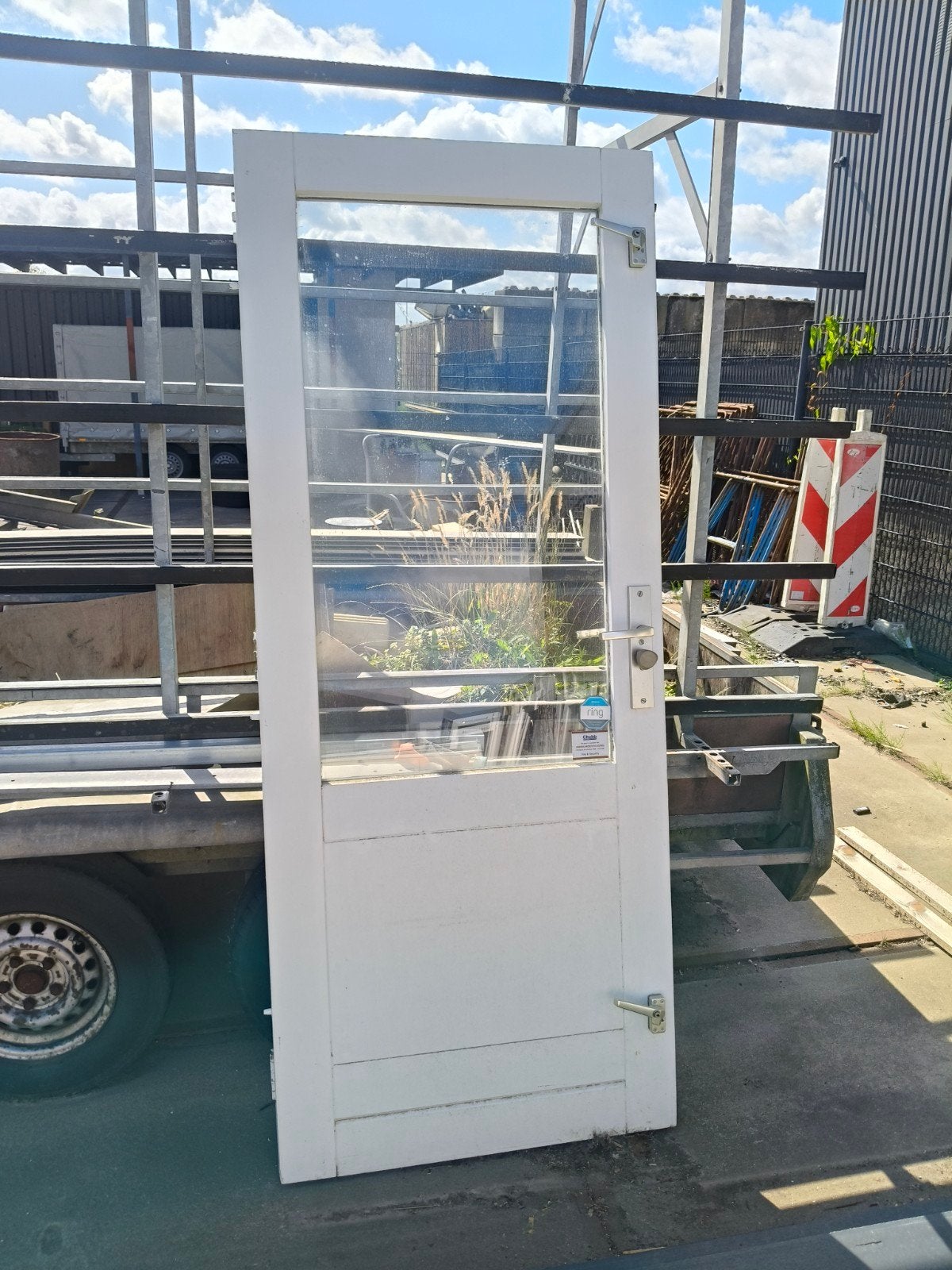 Achterdeur met glas - 83x201,5 cm, borstwering 78 cm, Doe-het-zelf en Verbouw, Deuren en Horren, Ophalen