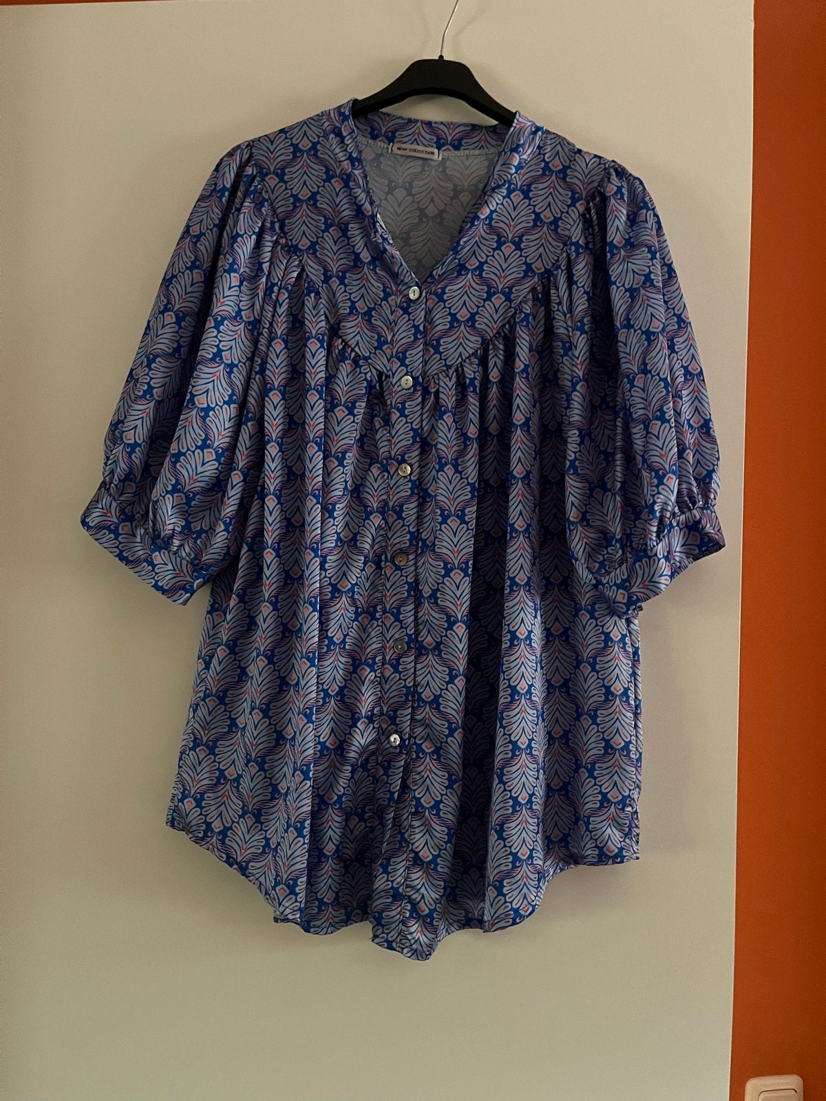 Blauwe tuniek met print - grote maat, Kleding | Dames, Ophalen of Verzenden, Zo goed als nieuw, Maat 38/40 (M), Blauw