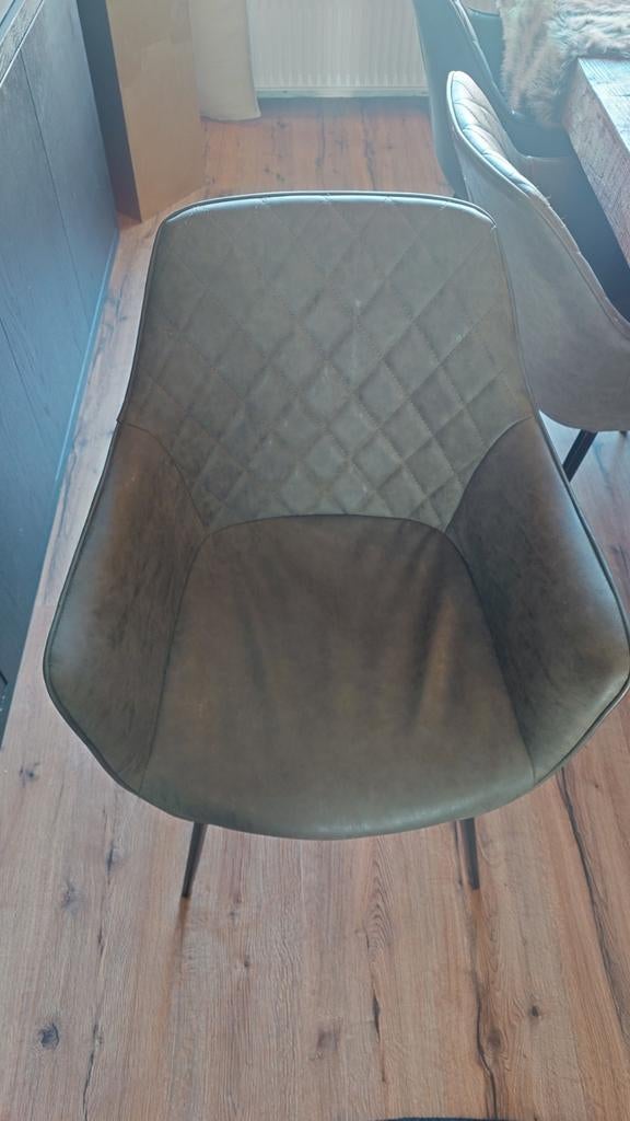 Set van 6 Kave Home Amira eetkamerstoelen groen, taupe antra, Huis en Inrichting, Stoelen, Gebruikt, Overige kleuren, Modern, Industrieel