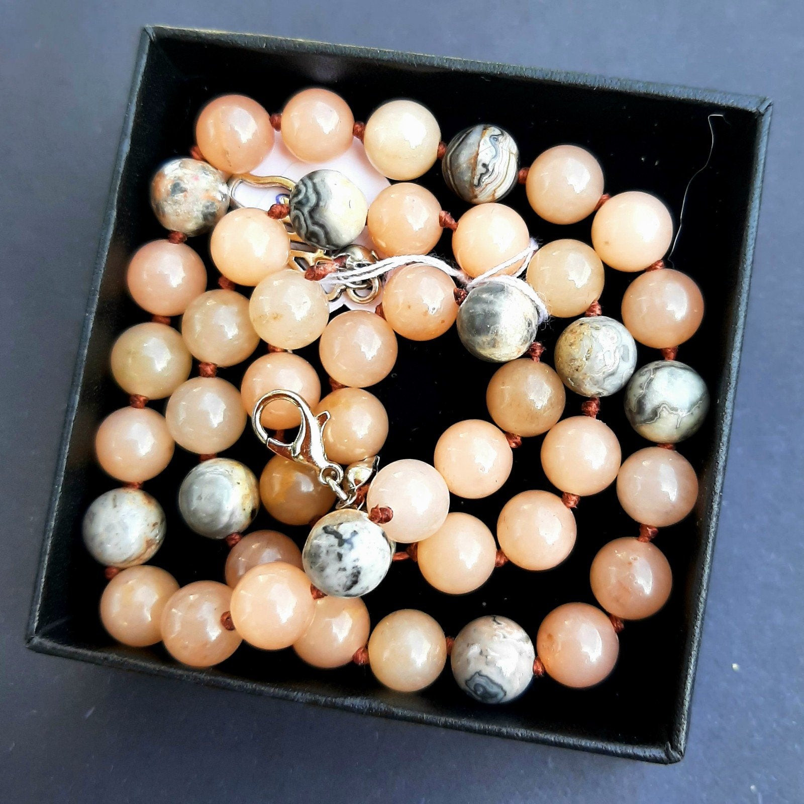 Exclusief collier met Zalmroze Aventurijn en Map Jaspis, Ophalen of Verzenden, Nieuw