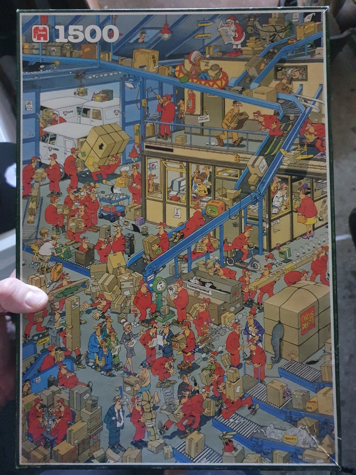 Jan van Haasteren Het Postkantoor - 1500 stukjes (mist 8), Hobby en Vrije tijd, Denksport en Puzzels, Ophalen of Verzenden, Gebruikt
