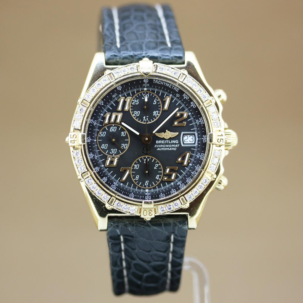 Breitling Chronomat Diamant 18K Vitesse K13350, Breitling, Polshorloge, Ophalen of Verzenden, Goud