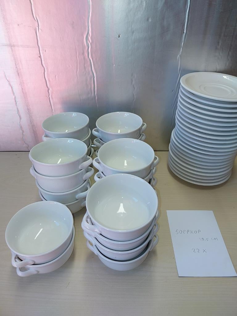 22x Villeroy & Boch Witte Stapelbare Soepkommen, Ophalen