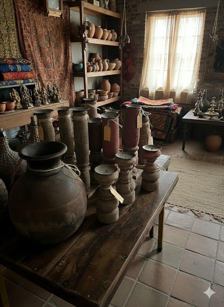 Oude Houten kandelaars afkomstig uit India, Antiek en Kunst, Antiek | Kandelaars, Ophalen of Verzenden, Overige materialen