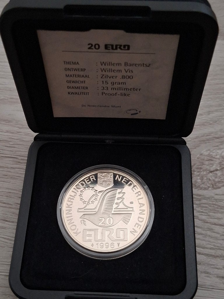20 Euro Zilver - Willem Barentsz - 1996, Koningin Beatrix, Zilver, Euro's, Ophalen of Verzenden