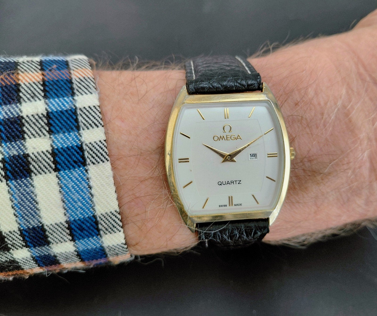 OMEGA horloge ultradun, Ophalen of Verzenden, Polshorloge, Leer, Overige merken