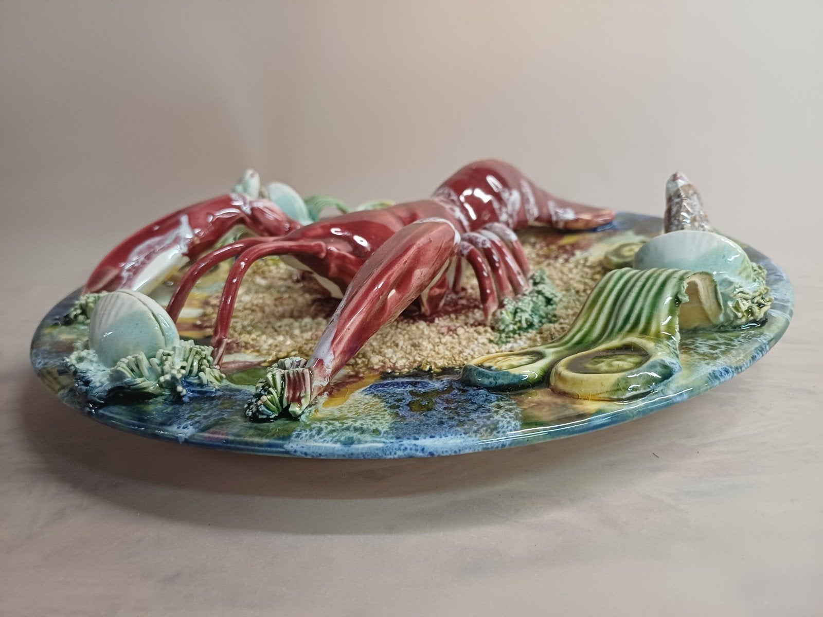 Palissy Majolica lobster plate, Antiek en Kunst, Antiek | Keramiek en Aardewerk, Ophalen of Verzenden