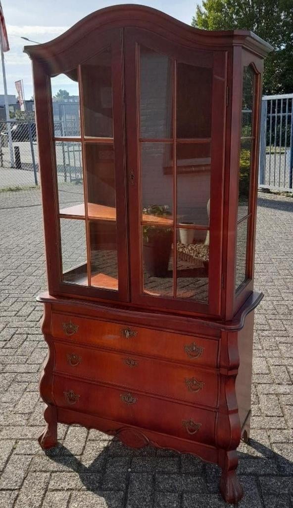 Noten laden vitrine kast, Huis en Inrichting, Zo goed als nieuw, 3 of 4 laden, Minder dan 100 cm, 25 tot 50 cm