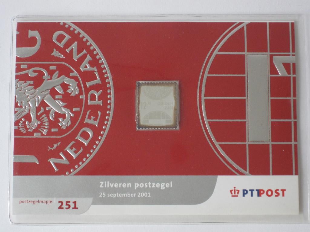 Zilveren Postzegel PTT Post 25 september 2001 fl. 12,75, Ophalen of Verzenden, Postfris