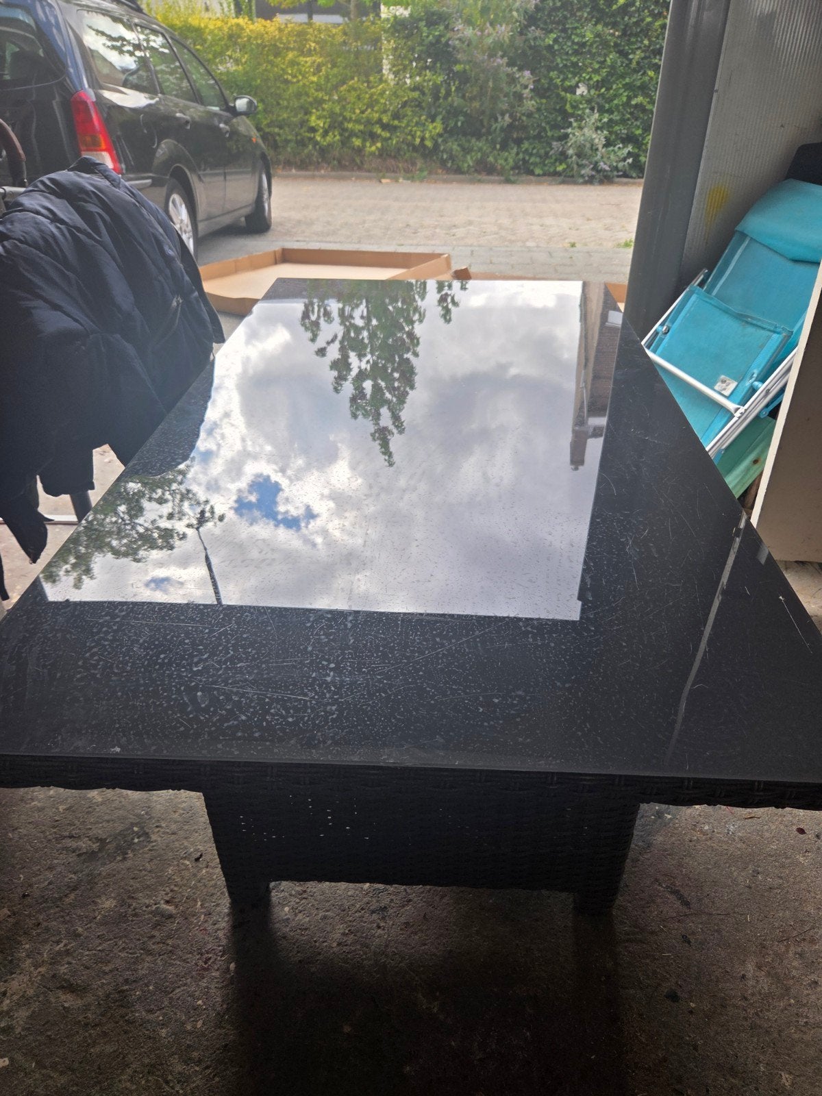 glazen tuintafel, Tuin en Terras, Tuintafels, Ophalen, Gebruikt, Rechthoekig, Aluminium