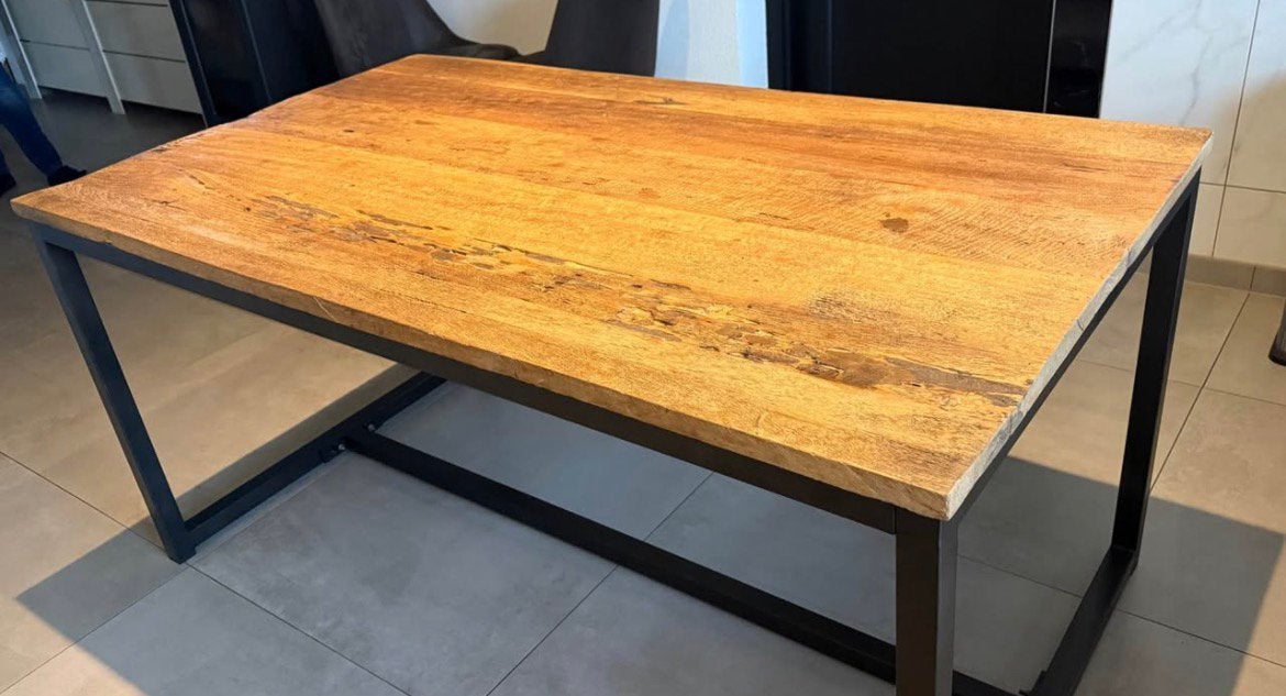 Mango houten eettafel, Huis en Inrichting, Zo goed als nieuw, 150 tot 200 cm, Vier personen, Rechthoekig