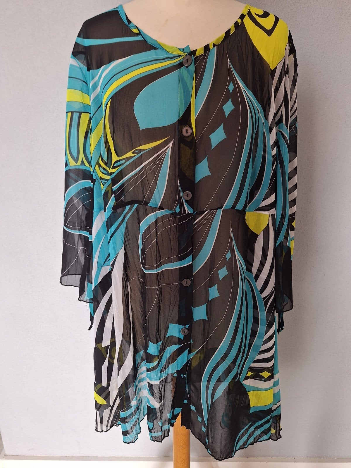 Verpass 48/50 Zomer Blouse zwart wit turkooise blauw geel., Kleding | Dames, Verpass, Overige kleuren, Blouse of Tuniek, Ophalen of Verzenden