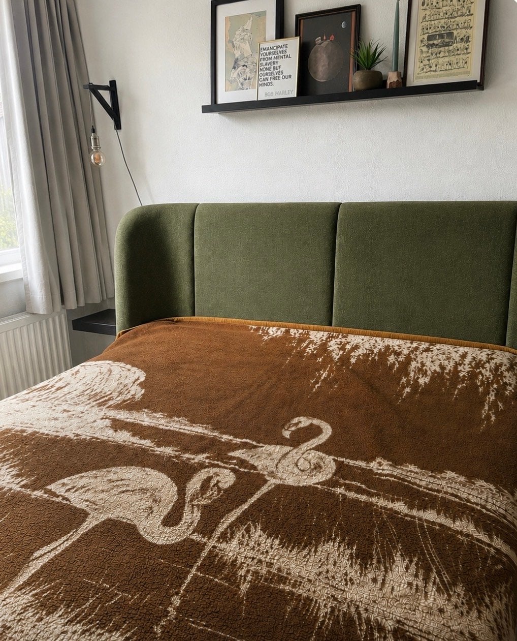 Vintage wollen deken met flamingo's - Jorda, Ophalen of Verzenden, Gebruikt
