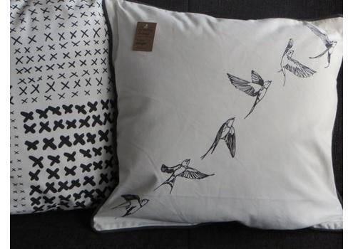 Nieuw sierkussen zwart wit vogels, Huis en Inrichting, Ophalen of Verzenden, Nieuw, Wit, Vierkant