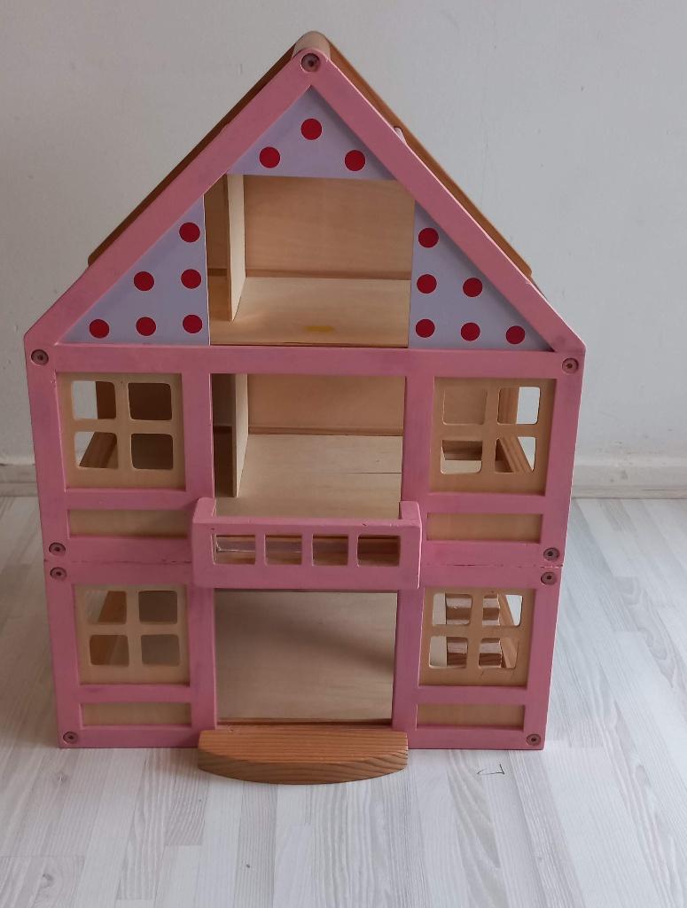 Playwood Houten Poppenhuis met meubilairs, Kinderen en Baby's, Speelgoed | Poppenhuizen, Ophalen of Verzenden, Gebruikt, Poppenhuis