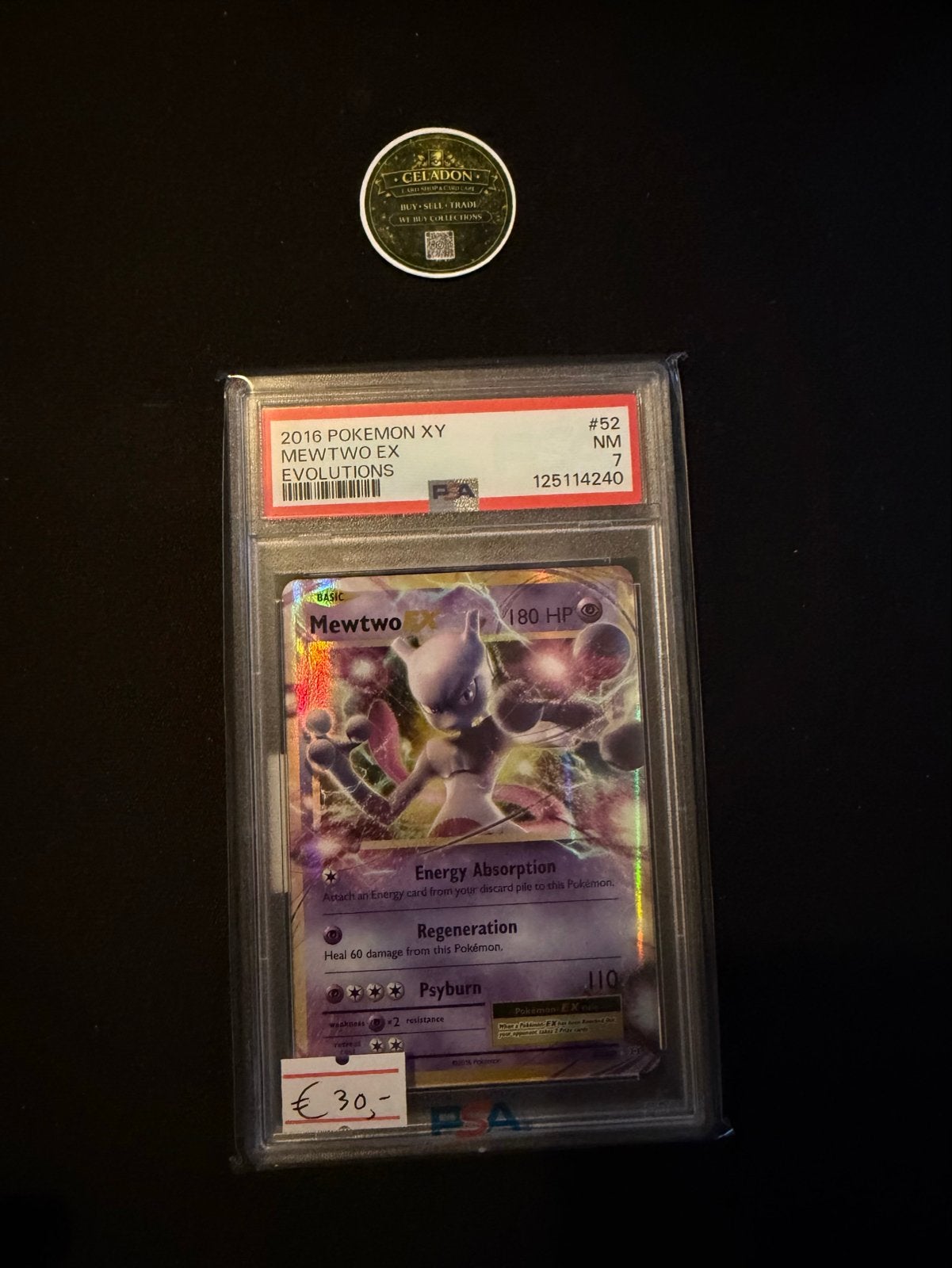 Mewtwo EX Pokémon kaart (2016 XY Evolutions) PSA 7 NM, Ophalen of Verzenden, Zo goed als nieuw, Losse kaart