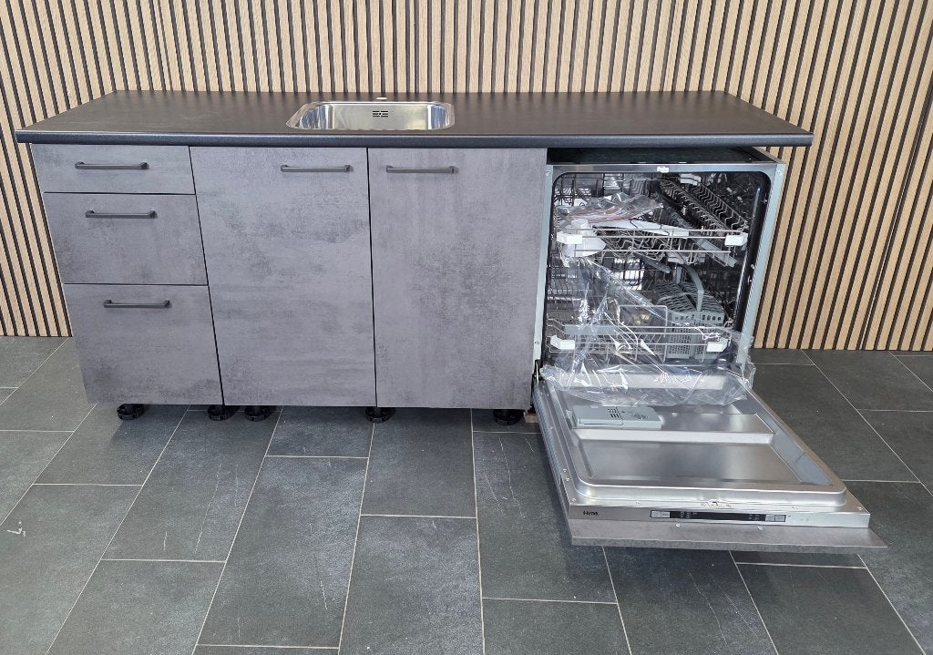 Nieuwe A-Merk Q-Line ARTEGO Pantry MET vaatwasser / INNOVARE, Nieuw, Enkelwandige keuken, Kunststof, Grijs