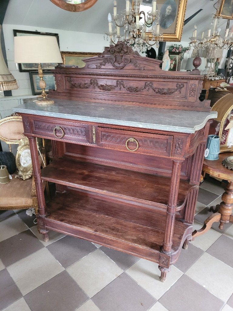 Antieke sidetable hal tafel met marmeren blad