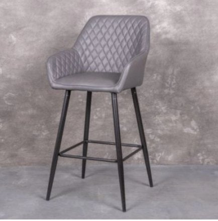 Barkruk Vegas, grijs p.u. leder, Met voetsteun, 60 tot 90 cm, Nieuw, Ophalen of Verzenden
