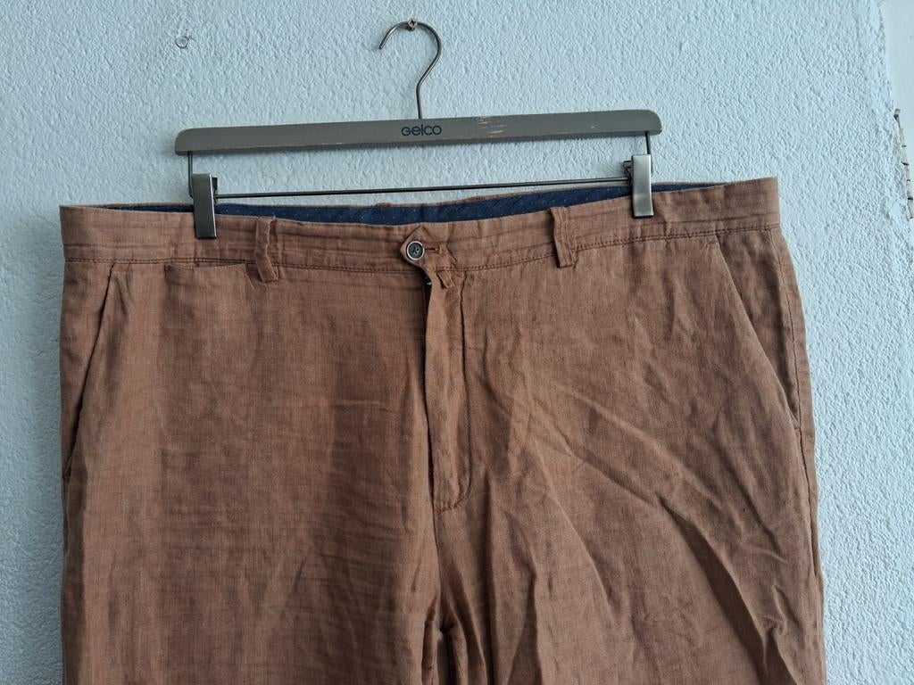 Bruine linnen broek van Euidio Tucci Maat  W 44 L32, Ophalen of Verzenden