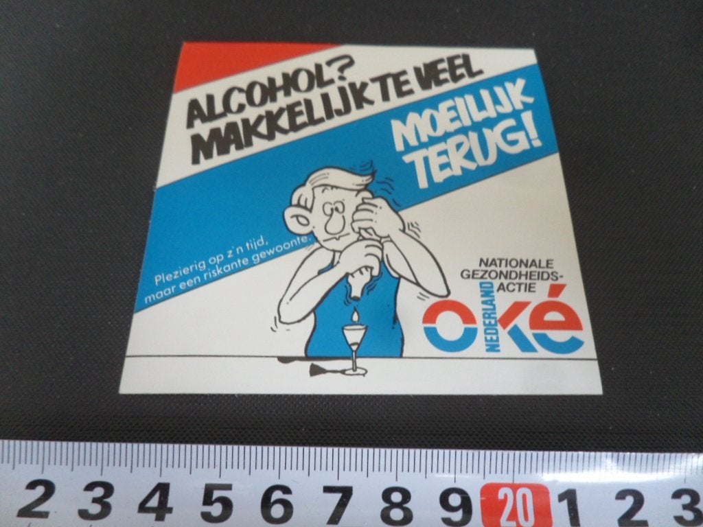 sticker nederland oké alcohol? makkelijk te veel, moeilijk t, Ophalen of Verzenden, Zo goed als nieuw