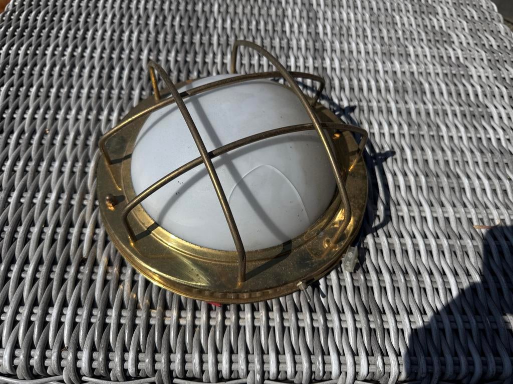 Vintage Messing Scheepslamp / Plafondlamp, Antiek en Kunst, Ophalen