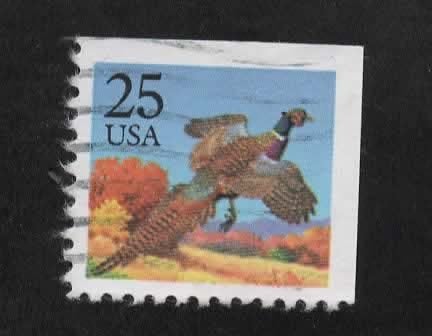 Fauna - Dieren - Fazant - U.S.A. -25 ct - gebr, Verzenden, Gestempeld, Dier of Natuur