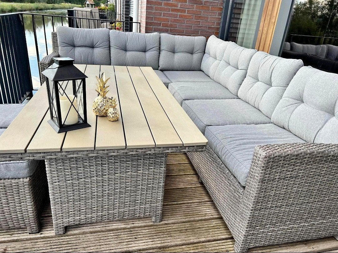 Loungeset beige, Tuin en Terras, Tuinsets en Loungesets, Ophalen, Rotan, Bank, Zo goed als nieuw