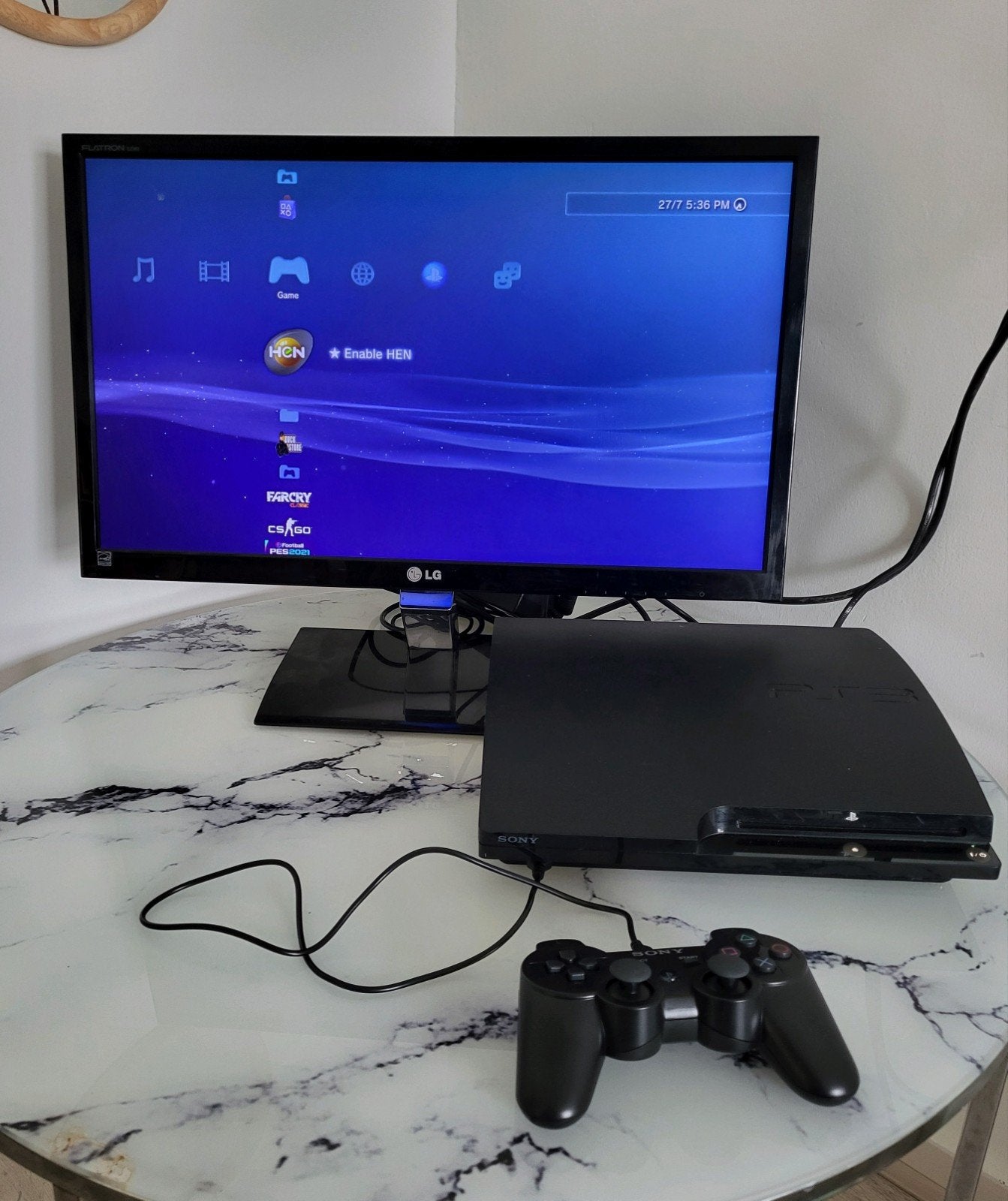 Complete Gaming Set Omgebouwde PS3 Slim(1TB)Monitor 79 games, Ophalen, Zo goed als nieuw, Met harde schijf, Met 1 controller