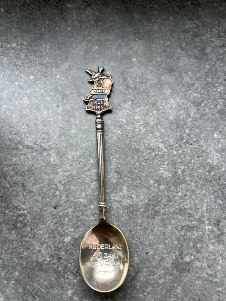 Herdenkingstheelepel ter gelegenheid van 40 jaar bevrijding, Ophalen of Verzenden