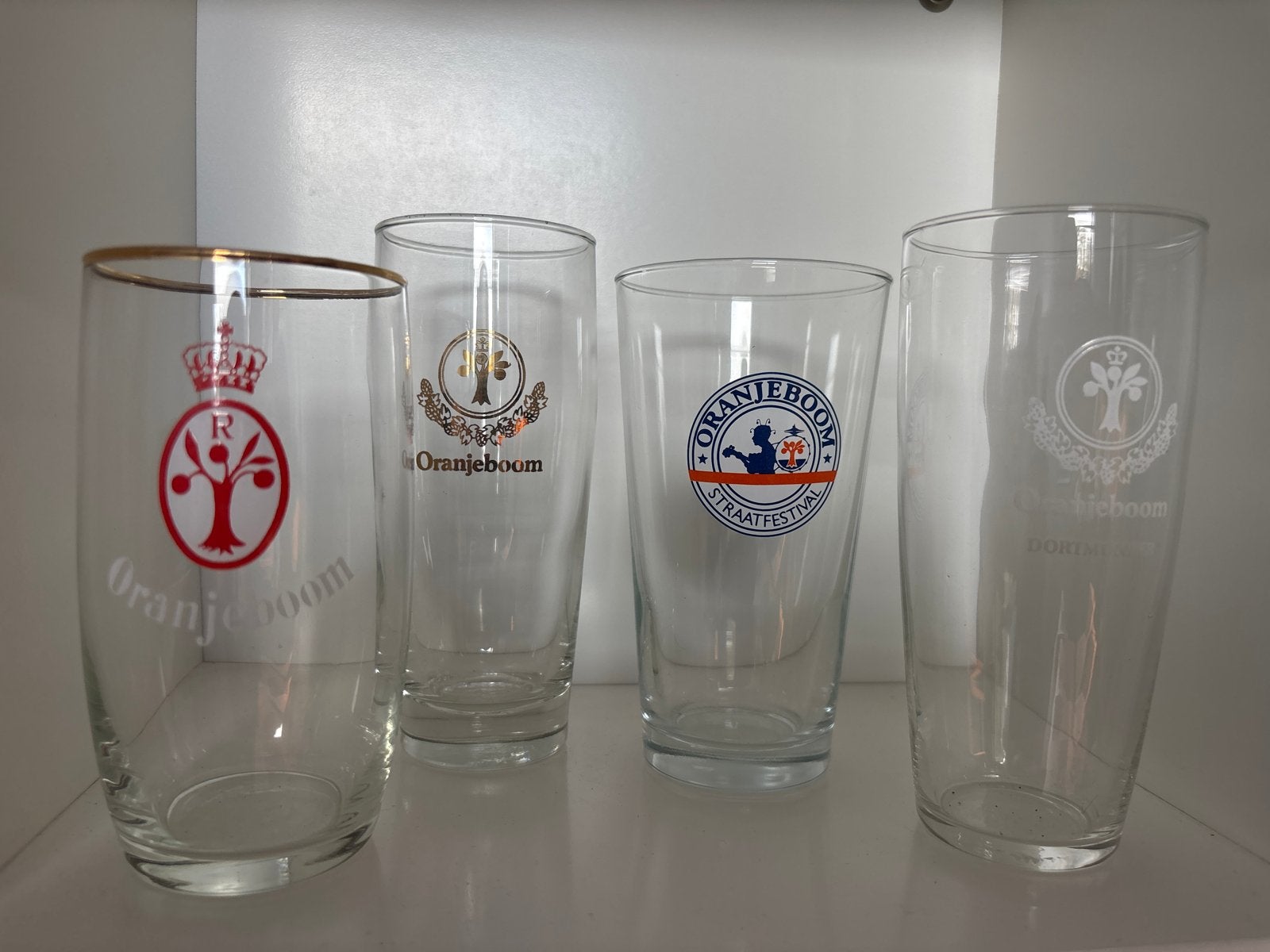 Set van 4 Vintage Oranjeboom Bierglazen (35+ jaar oud), Ophalen of Verzenden