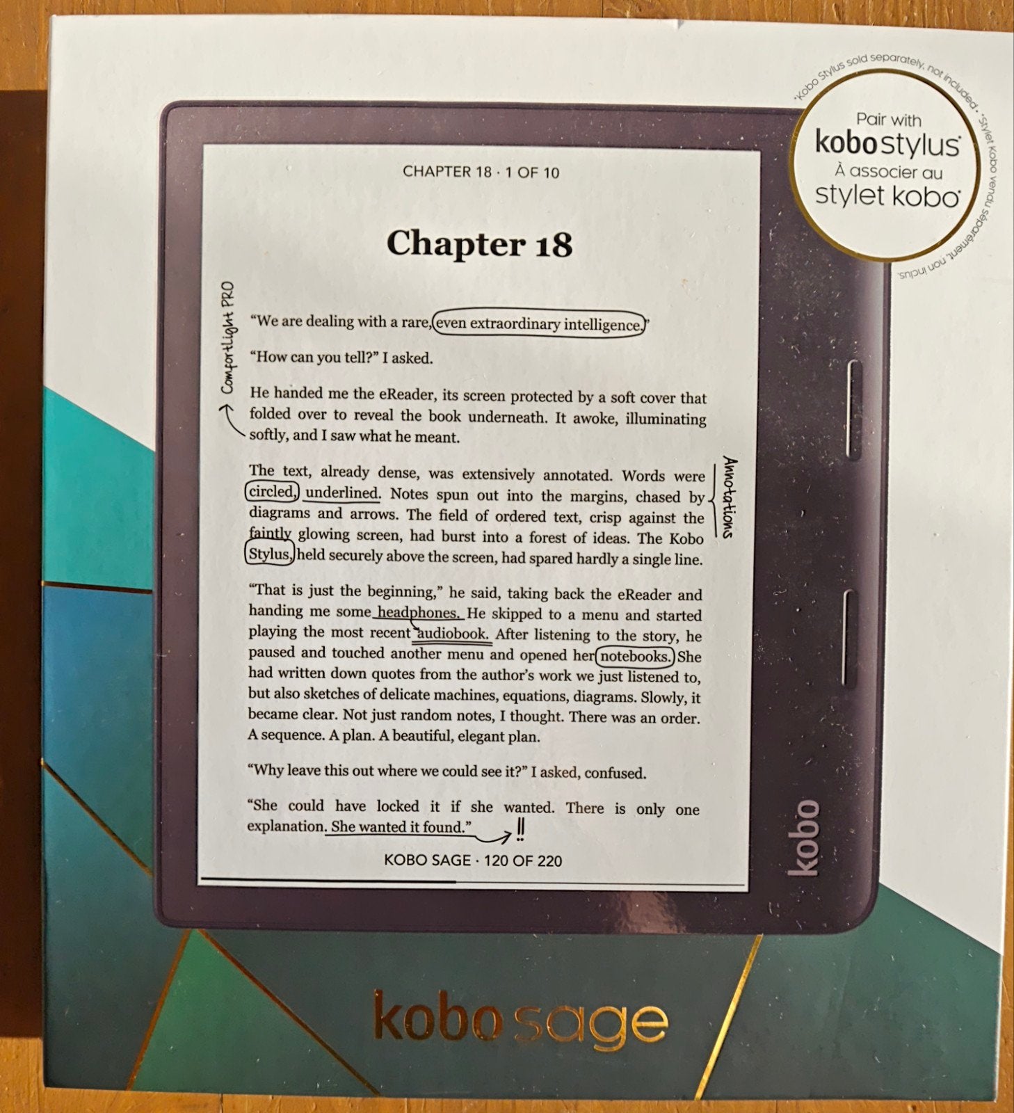 Kobo Sage e-reader met PowerCover en nieuwe batterij, Computers en Software, Ophalen, Kobo, Zo goed als nieuw, 10 inch of meer